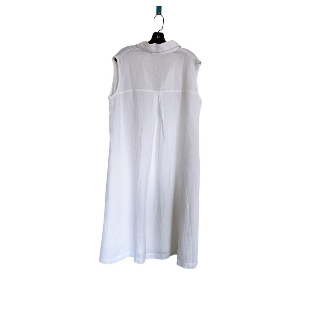 ESKANDAR   Slim A-line Sleeveless Shirtdress With Collar In White size 1 - Picture 7 of 8